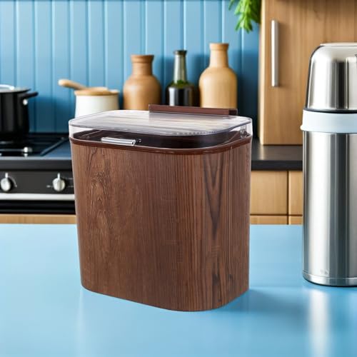 Large Capacity Wall-Mounted Trash Can with Lid, Stick on Plastic Kitchen Wastebasket for Cabinet Door, Space-Saving Bin for Bathroom and Utility Room