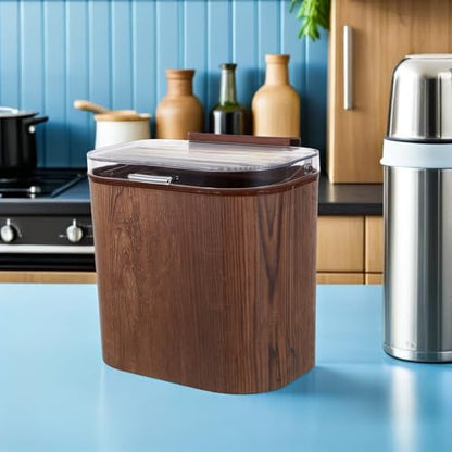 Large Capacity Wall-Mounted Trash Can with Lid, Stick on Plastic Kitchen Wastebasket for Cabinet Door, Space-Saving Bin for Bathroom and Utility Room