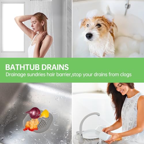 Hair Drain Catcher,Square Drain Cover for Shower Silicone Hair Stopper with Suction Cup,Easy to Install Suit for Bathroom,Bathtub,Kitchen 4Pack (Gray+White) - color: Gray+white