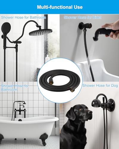 Hibbent All Metal Shower Hose, 90 Inch Stainless Steel Extra Long Shower Hose Replacement, Anti-Twist Flexible Bathroom Handheld Shower Head Hose Extension with Brass Insert & Nut, Oil Rubbed Bronze - color: Oil Rubbed Bronze, size: 90 Inch