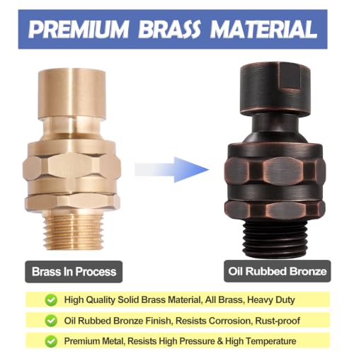 Shower Head Swivel Ball Adapter Brass Adjustable Shower Arm Connector Universal Showering Component Shower Arm Extension- Oil-Rubbed Bronze - color: ORB