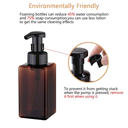 UUJOLY Foaming Soap Dispenser, 450ml (15oz) Refillable Pump Bottle Plastic for Liquid Soap, Shampoo, Body Wash (2 Pcs) (Amber) | Hand Dispenser for Liquid Soap, Shampoo & Body Wash – Saves Soap with Rich Foam, Reusable, Easy to Refill, BPA-Free - color: A