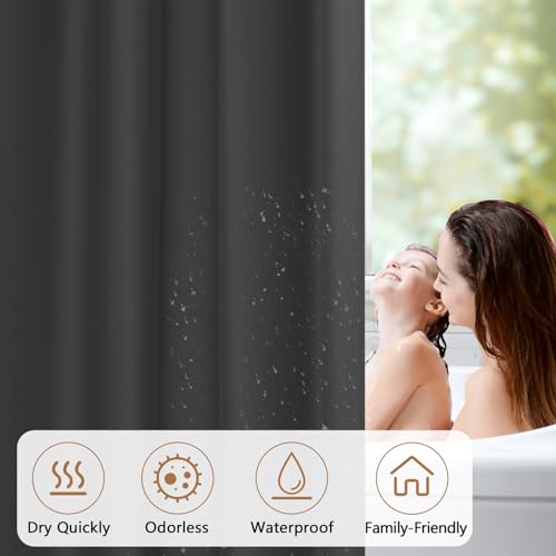 Seenus 72 x 84 inch Extra Long Waterproof Fabric Shower Curtain Liner, Charcoal Grey Cloth Shower Liner with 3 Large Magnets, Bathroom Dark Grey Long Shower Curtain Machine Washable - color: Charcoal Grey, size: 72"W x 84"L (Pack of 1)