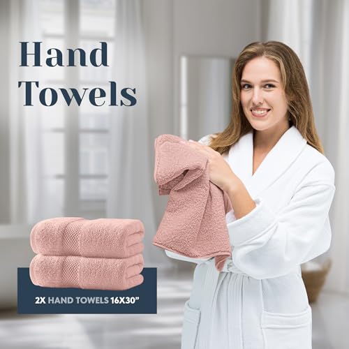 White Classic Luxury Bath Towel Set of 8 Pieces - 100% Turkish Cotton Highly Absorbent Towels for Bathroom, 2 Luxury Bath Towels 700GSM, 2 Hand Towels, 4 Washcloths, Pink - color: 17: Pink