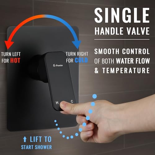G-Promise Rain Shower Head and Handle Set for Modern Bathroom Upgrade | All Metal, Built to Last, Including the Required Accessories, Modern Upgrade, Extra Flexible Long Lose - color: Matte Black