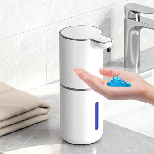 Automatic Touchless Soap Dispenser, 380ml Large Capacity, 4 Adjustable Levels, Wall Mount or Countertop, IPX5 Waterproof, USB-C Rechargeable, for Bathroom & Kitchen