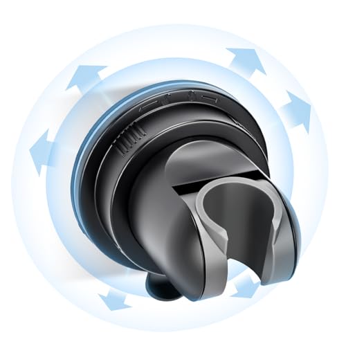 Shower Head Holder Suction, Black Removable Adjustable No-Drill | Strong Suction Hold, 360° Adjustable Angle, Removable No-Drill Mount for Smooth Tile, Glass and Mirror Surfaces - style: Matte Black