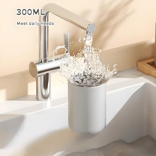 2 Pieces Plastic Bathroom Tumbler Cup Toothbrush Holder Organizer Tumbler Cups for Bathroom Vanity,300ml,Grey