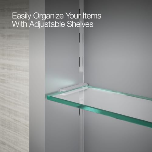 Kohler 55061-NA Embark Slim Medicine Cabinet Mirror, Adjustable Shelves with Mirrored Door, 15 in. W x 26 in. H - size: 15 in. x 26 in., style: Flat Edge
