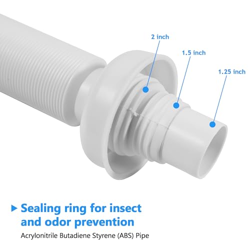 Bathroom White 2 Pack Sink Drain Kit, with Flexible Expandable P-Trap Sink Drain Pipe, Fits 1-1/4",1-1/2" and 2'' Drain Hole, Built-in Anti-Clogging Stopper, Anti-Odor With Overflow - color: White With Overflow, style: 2 Pack