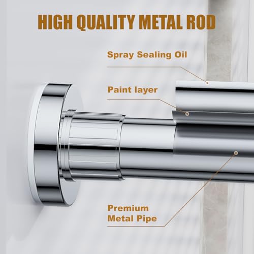 Ausemku Shower Curtain Rod Tension, 32-80 Inch Adjustable Heavy Duty Spring Tension Curtain Rod, No Drill Stainless Steel Telescoping Rod for Bathroom, No Rust, Silver - color: Silver, size: 32-80 Inches