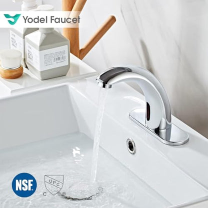 Chrome Touchless Bathroom Sink Faucet - Automatic Sensor Faucet - Dual Power Supply 110V AC or Battery Operated for Commercial - color: Chrome