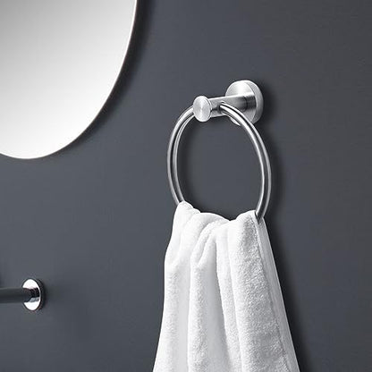 Round Towel Ring Brushed Nickel, SUS304 Stainless Steel Hand Towel Holder Wall Mounted for Bathroom