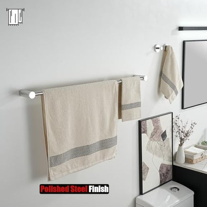 JQK Bath Towel Bar Chrome, 32.5 Inch 304 Stainless Steel Thicken 0.8mm 2 Pieces Towel Rack Bathroom Wall Mount, Useable Length 30 Inch, TB610L30-CH - color: Polished Steel, size: 32.5 Inch