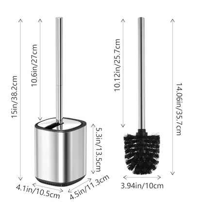 Toilet Brush and Holder Set Toilet Bowl Brush Stainless Steel Automatic Open lid Toilet Bowl Cleaner Brush Set Toilet Scrubber Kit Toilet Cleaning Brush for Bathroom - color: Stainless Steel