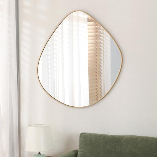 ELEHUME Asymmetrical Wall Mirror Matel Gold Framed Wall Mirror for Living Room Bedroom Bathroom Entryway Wall Decor 19.8" L x 19.0" W ELE-005Gold - color: Gold, size: 19.8"L x 19.0"W