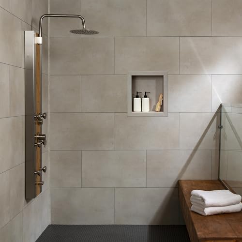 Palisade 17.5 in x 15.5 in Vinyl Shower Niche Wintry Mix | Waterproof Shower Insert - color: Wintry Mix