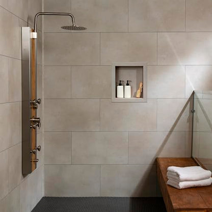 Palisade 17.5 in x 15.5 in Vinyl Shower Niche Wintry Mix | Waterproof Shower Insert - color: Wintry Mix
