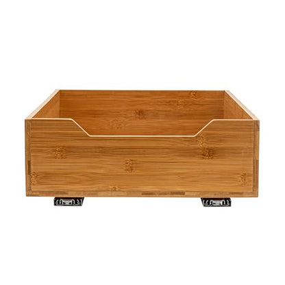 Household Essentials Glidez Bamboo and Steel 1-Tier Pull-Out/Slide-Out Storage Organizer, 14" Wide, Natural - size: 14", style: Single Tier