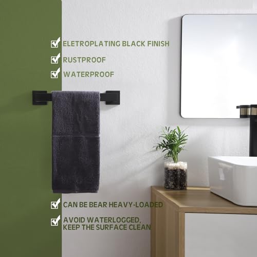 KOKOSIRI 12-Inch Single Towel Bar, Bathroom Kitchen Towel Holder, Wall Mounted SUS304 Stainless Steel Towel Rack 2 Pack, Matte Black, B4003BK-L12-P2 - color: Matte Black, size: 12-Inch (2 Pack)