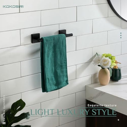 KOKOSIRI Towel Ring Holder Matte Black Hand Towel Bar for Bathroom Wall Mounted 9-Inch Towel Rack Stainless Steel Bathroom Storage Hardware, B4005BK-L9 - color: Matte Black