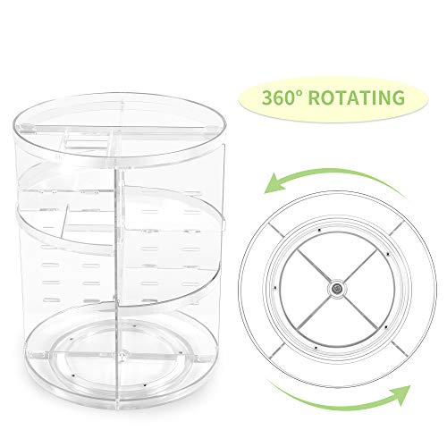 COYAHO 360 Rotating Makeup Organizer, Spinning Countertop, Cosmetic Holder Shelf, Make Up Organizers and Storage for Bedroom, Transparent