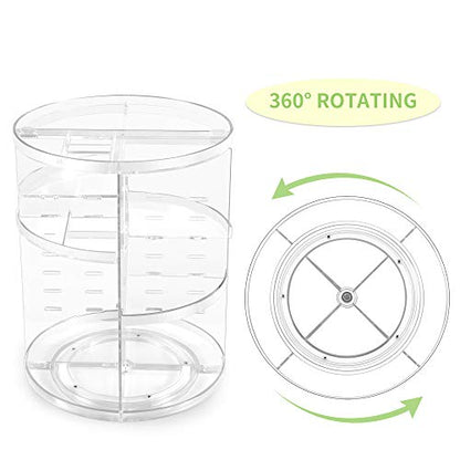COYAHO 360 Rotating Makeup Organizer, Spinning Countertop, Cosmetic Holder Shelf, Make Up Organizers and Storage for Bedroom, Transparent