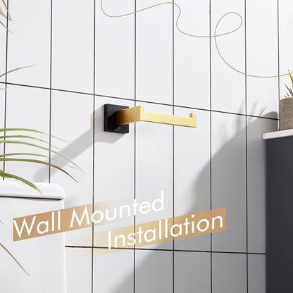 KOKOSIRI Toilet Paper Holders Wall Mounted Toilet Roll Holder for Bathrooms Hardware Washroom T-304 Stainless Steel, Matte Black and Gold B2003GDK - color: Black Gold, size: Without Shelf(1 Pack)