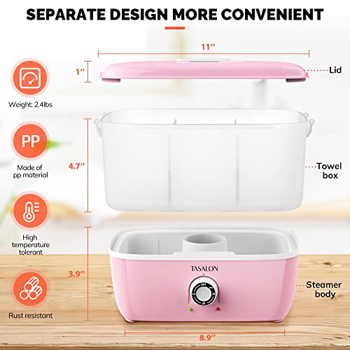 TASALON Hot Towel Steamer for Facials, Hot Towel Warmer Quickly Heats Up in 5 Minutes, Portable Towel Machine Fits 16 Mini Towels, Salon Equipment Towel Warmer for Facials, Spa, Massage, Pink - size: M Size