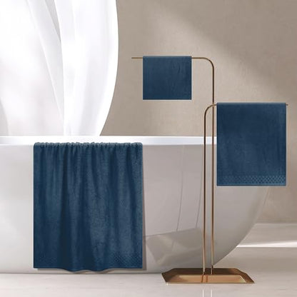 MyOwn Ultra Soft 3 Pack Cotton Towel Set, Contains a Bath Towels 28x55 inch, a Hand Towels 16x24 inch & a Wash Coths 12x12 inch, Ideal Everyday use, Compact & Lightweight - Mineral Blue - color: Mineral Blue, size: 3 Pack Set