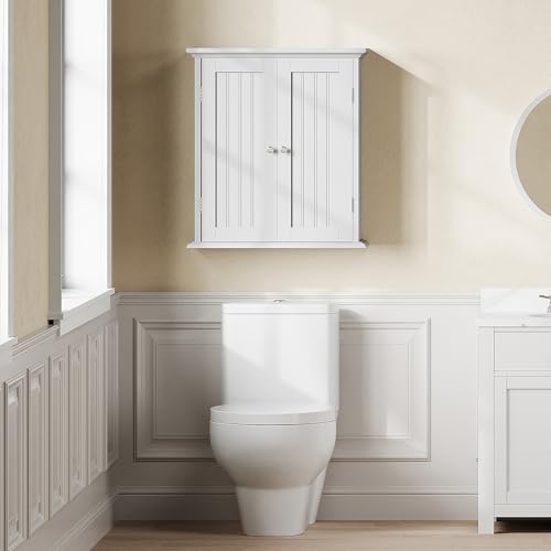 ChooChoo Bathroom Wall Cabinet with 2 Doors, Over The Toilet | 8.8"D x 21.1"W x 24"H, Medicine Cabinet, Adjustable Shelves, Cupboard, White - color: White, size: 8.8"D x 21.1"W x 24"H