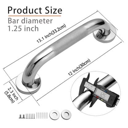 Rockgoya Shower Grab Bar, 2 Pack 12 Inch Bathroom Grab Bar, 304 Stainless Steel 1.25" Diameter Anti-Slip Handicap Grab Bar Support Shower Rail Senior Handrail Shower Safety Bar Handle - size: 12 Inch