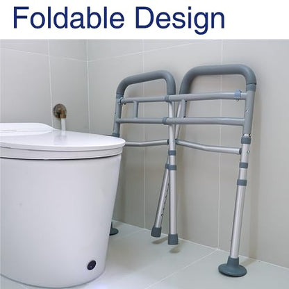 Toilet Safety Rails, Adjustable Toilet Rails for Elderly Adults Senior Disabled Handicap, Toilet Assistance Handles Safety Frames, Fit for Most Toilet, Foldable & Portable