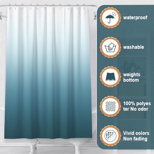 Shower Curtain Sets with Rugs and Adjustable Toilet Seat Cover | 4 Pcs Aqua Bathroom Sets with Shower Curtain and Rugs and Microfiber Toilet Lid Cover - color: Aqua