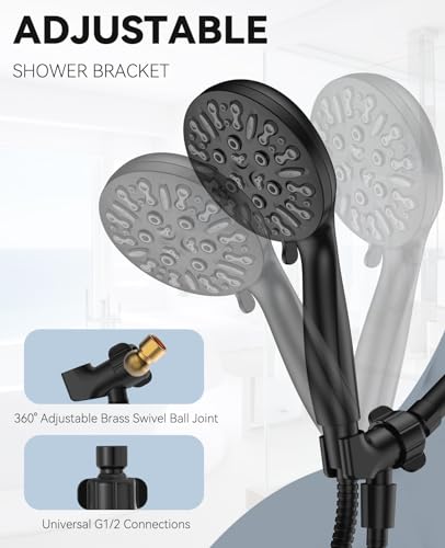 JDO Shower Head with Handheld, High Pressure Handheld Shower Head 9 Settings, Detachable Shower Head Set with Stainless Steel Hose and Shower Bracket (Matte Black) - color: Matte Black