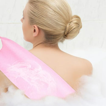 SOLUSTRE 4pcs Exfoliating Body Scrubber Back Towel Set Stretchable Polyester Bathing Washcloths Gentle on Skin for Shower and Bathroom Use Suitable for Skin Types