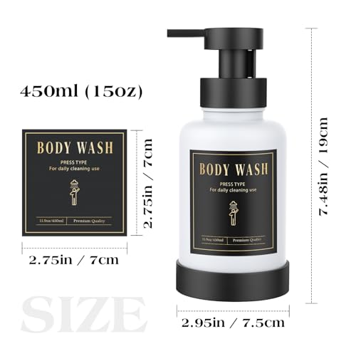Luxspire Foaming Soap Dispenser 15oz Hand Soap Bottle, Black+White, 2 Pack | Anti-drip pump, wide mouth easy refill, non-slip silicone base, 7 waterproof labels, bathroom and kitchen sink use - color: Black + White