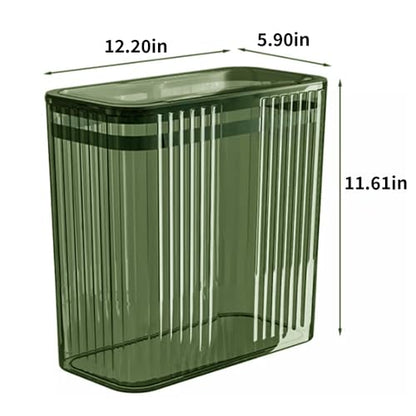 Bathroom Trash Cans with Lids, 3.5 Gallon (Green) | Garbage Can for Bedroom, Office, Plastic Slim Waste Basket with Press Top Lid, 15L Clear Trash Bin for Home, Kitchen - color: Green, style: Side Opening