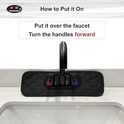 Bathroom Sink Splash Guard Oval-Hole Rectangle-Hole: AHA HOMEWARE, Faucet Mat for Bathroom Sink Oval Base, Bathroom Sink Water Splash Guard Centerset Rectangle Base (Black & Black) - color: Black & Black