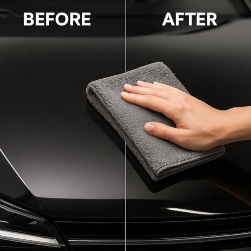 Paks - Edgeless Microfiber Towels 4-Pack - Car Detailing Wash Cloths for Cleaning - 16x16 Car Drying Towel - Lint Free Auto Rags for Polishing & Buffing - Purple & Grey Cleaning Supplies - size: 16 x 16 Inch