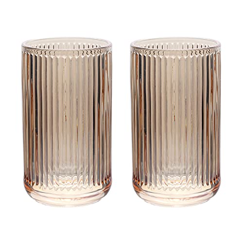 Gaolinci 2 Pcs Glass Tumbler Cup,Toothbrush Holder, Bathroom Cups, 13 oz - color: Amber, size: 13 oz