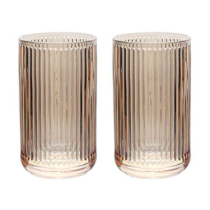Gaolinci 2 Pcs Glass Tumbler Cup,Toothbrush Holder, Bathroom Cups, 13 oz - color: Amber, size: 13 oz