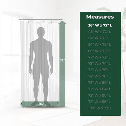 Clear Shower Curtain Liner with Side Suction Cups, Premium PEVA Plastic Shower Liner with 3 Magnets, Waterproof Bathroom Curtain, 36 x 72, Clear - color: 1. Clear, size: 36"W x 72"L (Pack of 1)