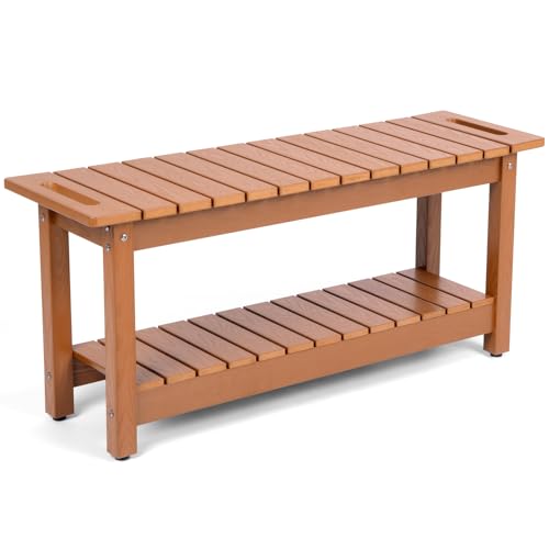 41" Shower Bench, Waterproof HIPS Shower Stool for Shaving Legs | Shower Chair Seat Holds up to 400lbs, Bathroom Bench for Inside Shower, Non-Slip (Brown) - color: Brown, size: 41" Bench
