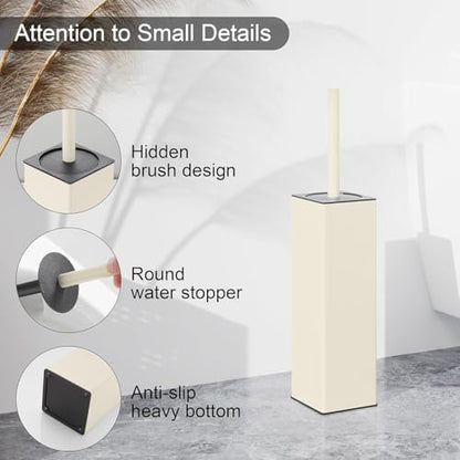 Toilet Brush and Holder Set White Freestanding for Bathroom - color: White