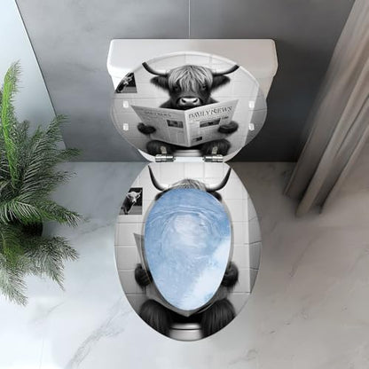 Elongated Resin Toilet Seat, Quietly Close Quick Release Hinges Cover | Toilet Lid Cover Easy to Clean and Install, Funny Bull Animal Cattle Hilarious Farmhouse Rustic Heavy Duty Toilet Seat - color: pattern1, size: V-shape