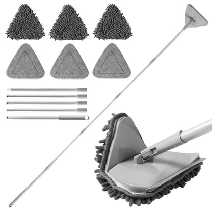 BOOMJOY Wall Cleaner Mop with 82 Inches Long Handle, Baseboard Cleaner Tool Duster with Squeegee, Ceiling Cleaning Tool with 6 Replacement Pads for Painted Walls, Window, Floor - color: Gray