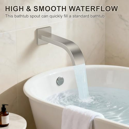 Brushed Nickel Shower System with Tub Spout, Ceiling Mounted Bathtub Shower Faucet Set, 12" Rainfall Shower Head and Handheld Shower Combo, High Pressure Shower Fixtures Set with Rough-in Valve - color: Brushed Nickel, style: 12" Ceiling Mounted Shower Sy