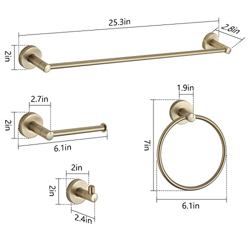 BGL Bathroom Accessory Set Brushed Gold 4 Pieces Towel Rack Set - color: Brushed Gold, size: 4 PIECES