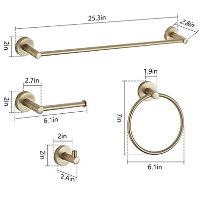 BGL Bathroom Accessory Set Brushed Gold 4 Pieces Towel Rack Set - color: Brushed Gold, size: 4 PIECES
